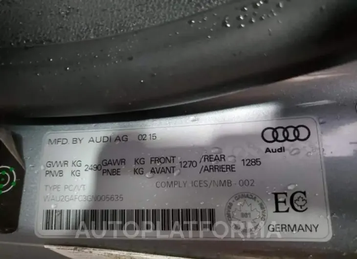 AUDI A7 PRESTIG 2016 vin WAU2GAFC3GN005635 from auto auction Copart