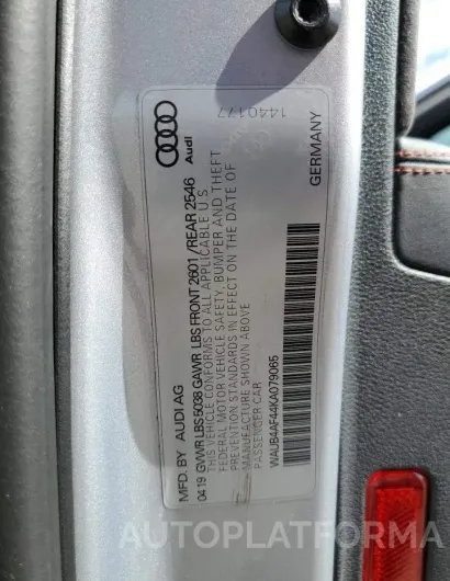 AUDI S4 PREMIUM 2019 vin WAUB4AF44KA079065 from auto auction Copart