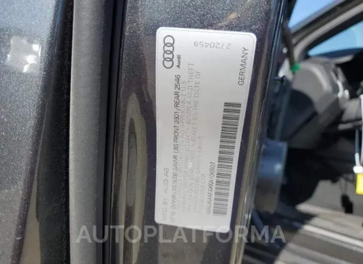 AUDI S4 PREMIUM 2019 vin WAUA4AF4XKA106507 from auto auction Copart