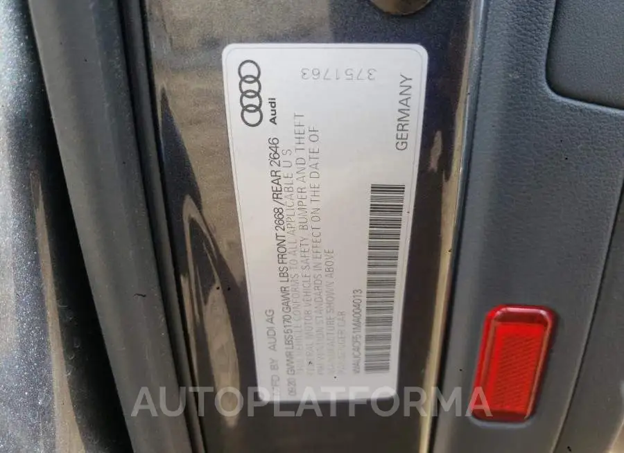 AUDI S5 PREMIUM 2021 vin WAUC4CF51MA004013 from auto auction Copart