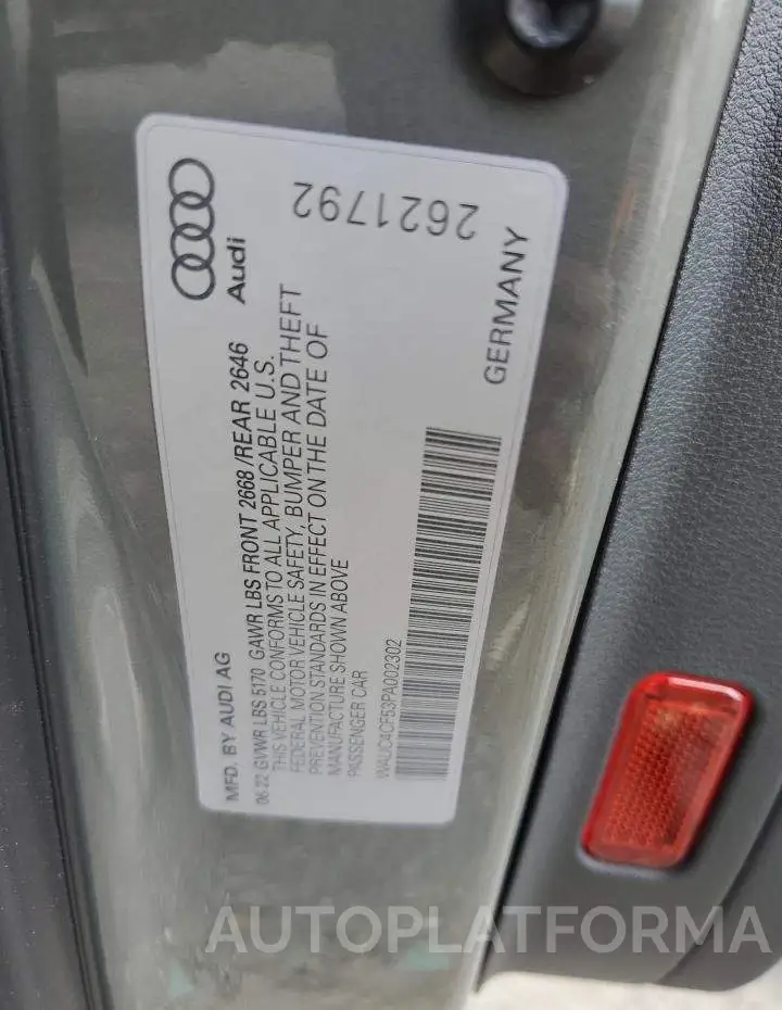 AUDI S5 PREMIUM 2023 vin WAUC4CF53PA002302 from auto auction Copart