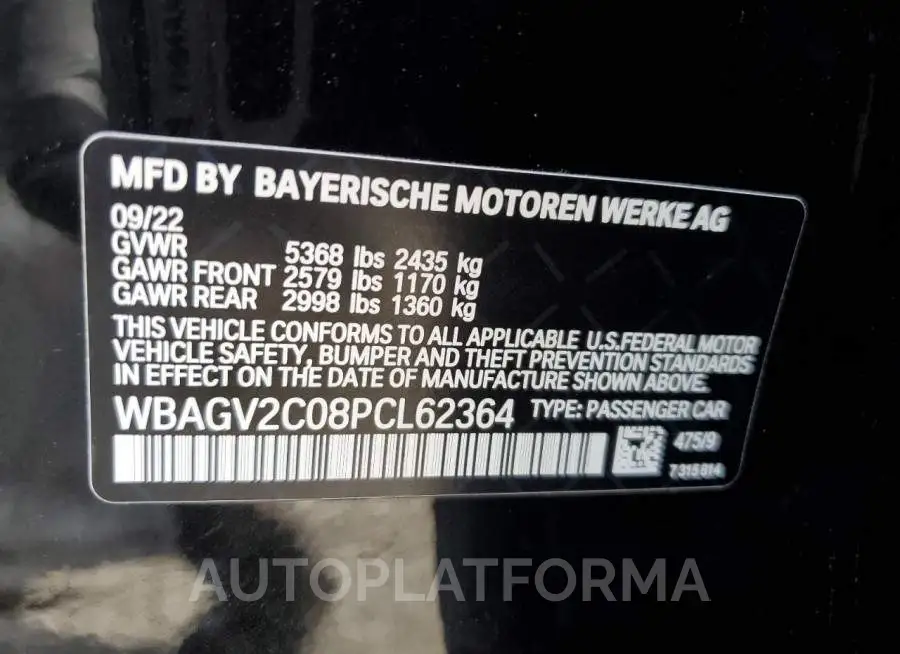 BMW 840I 2023 vin WBAGV2C08PCL62364 from auto auction Copart