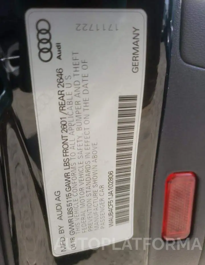 AUDI S5 PREMIUM 2018 vin WAUB4CF51JA102806 from auto auction Copart