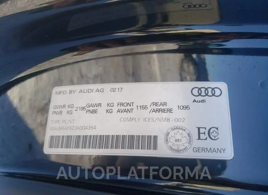 AUDI S5 PRESTIG 2018 vin WAUR4AF52JA004354 from auto auction Copart