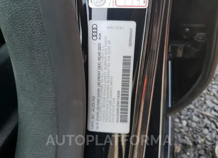 AUDI A7 PRESTIG 2016 vin WAU2GAFC2GN174349 from auto auction Copart