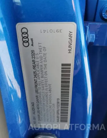 AUDI S3 PREMIUM 2018 vin WAUB1GFF8J1023819 from auto auction Copart