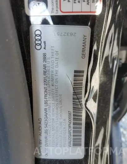 AUDI A7 PRESTIG 2015 vin WAU2GAFC9FN005587 from auto auction Copart