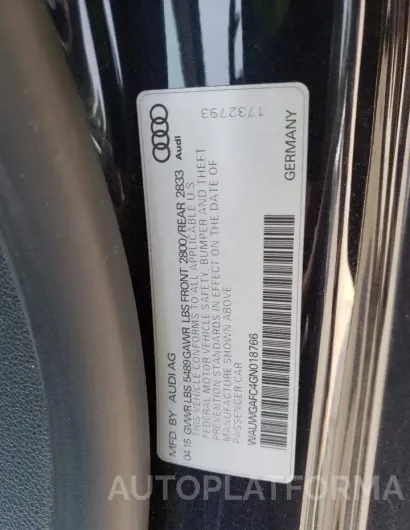 AUDI A7 PREMIUM 2016 vin WAUWGAFC4GN018766 from auto auction Copart