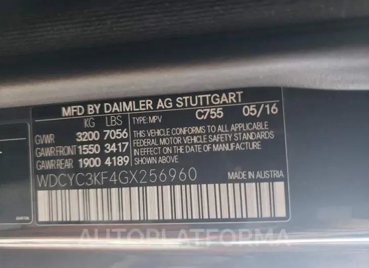 MERCEDES-BENZ G 550 2016 vin WDCYC3KF4GX256960 from auto auction Copart