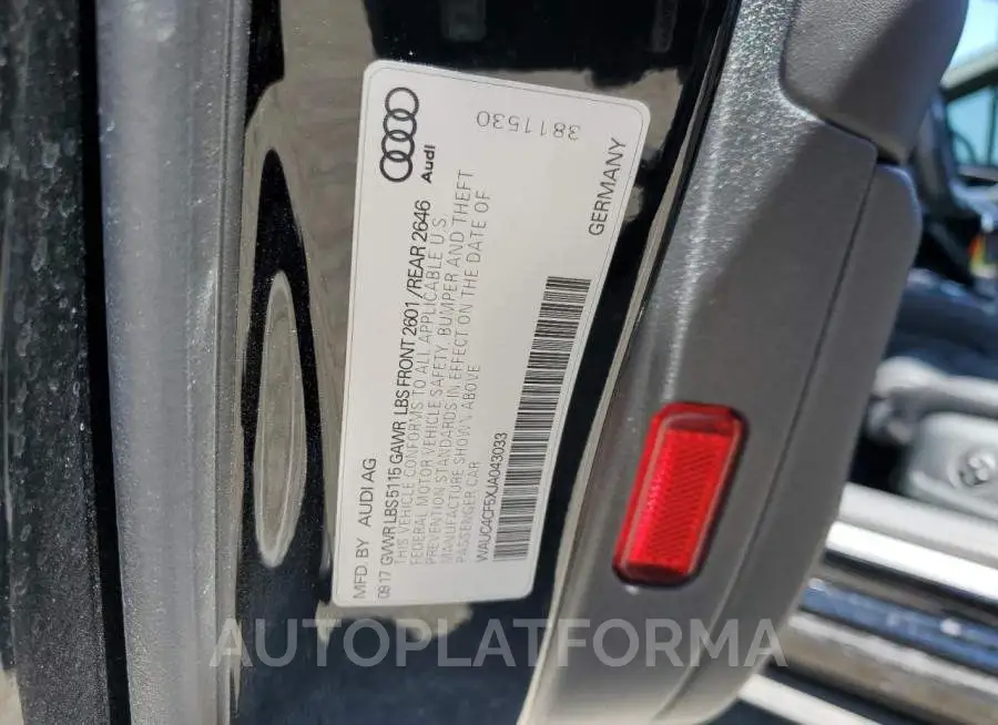 AUDI S5 PRESTIG 2018 vin WAUC4CF5XJA043033 from auto auction Copart