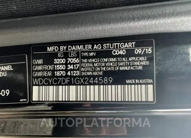 MERCEDES-BENZ G 63 AMG 2016 vin WDCYC7DF1GX244589 from auto auction Copart