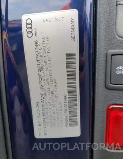 AUDI S5 PRESTIG 2018 vin WAUC4CF50JA011482 from auto auction Copart