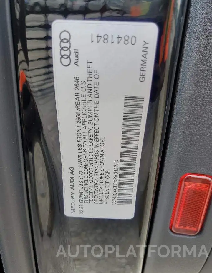 AUDI S5 PREMIUM 2023 vin WAUC4CF5XPA042750 from auto auction Copart