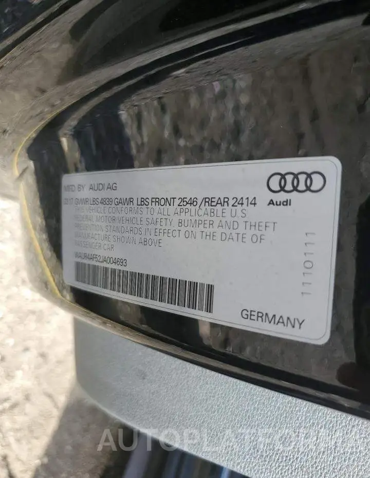 AUDI S5 PRESTIG 2018 vin WAUR4AF52JA004693 from auto auction Copart