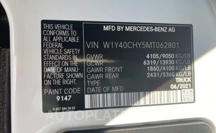 MERCEDES-BENZ SPRINTER 2 2021 vin W1Y40CHY5MT062801 from auto auction Copart