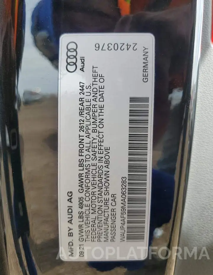 AUDI S5 PREMIUM 2021 vin WAUP4AF59MA063283 from auto auction Copart