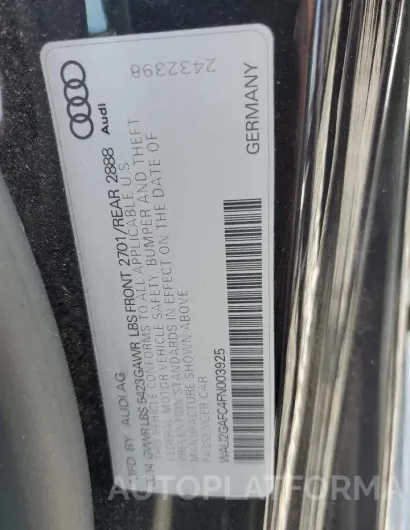 AUDI A7 PRESTIG 2015 vin WAU2GAFC4FN003925 from auto auction Copart