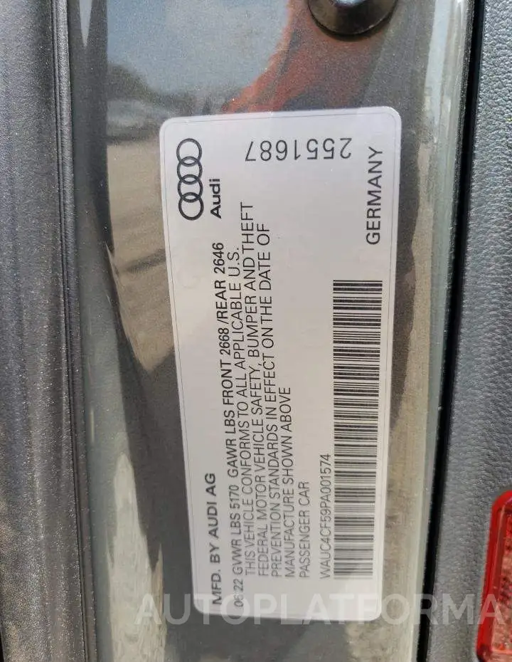 AUDI S5 PREMIUM 2023 vin WAUC4CF59PA001574 from auto auction Copart