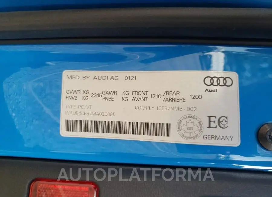 AUDI S5 PRESTIG 2021 vin WAUB4CF57MA030885 from auto auction Copart