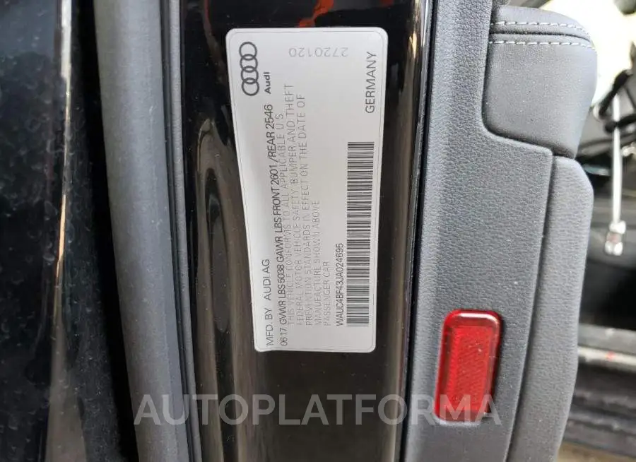 AUDI S4 PRESTIG 2018 vin WAUC4BF43JA024695 from auto auction Copart