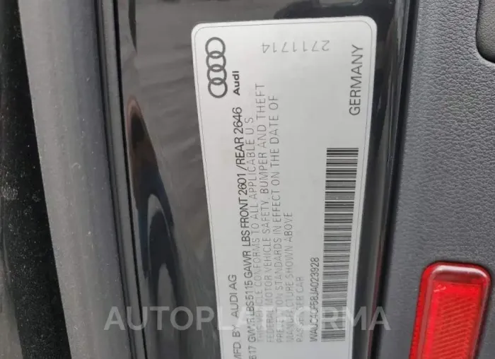 AUDI S5 PRESTIG 2018 vin WAUC4CF58JA023928 from auto auction Copart