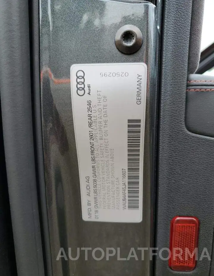 AUDI S4 PREMIUM 2018 vin WAUB4AF45JA116607 from auto auction Copart