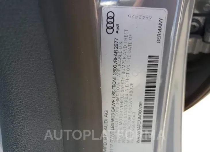 AUDI A7 PREMIUM 2018 vin WAUW3AFC7JN060299 from auto auction Copart