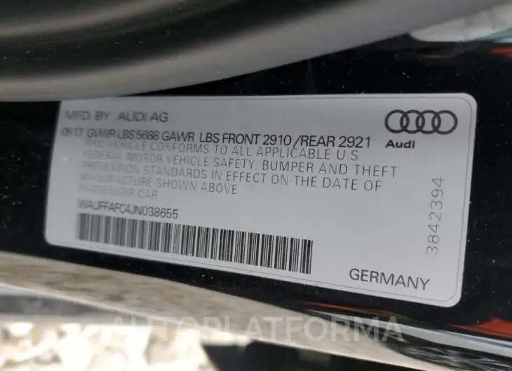 AUDI S6 PREMIUM 2018 vin WAUFFAFC4JN038655 from auto auction Copart