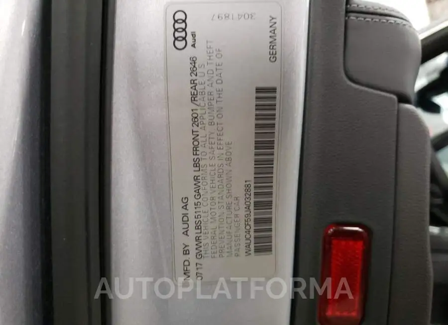 AUDI S5 PRESTIG 2018 vin WAUC4CF59JA032881 from auto auction Copart