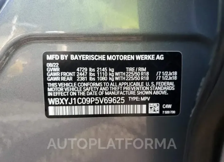 BMW X2 XDRIVE2 2023 vin WBXYJ1C09P5V69625 from auto auction Copart