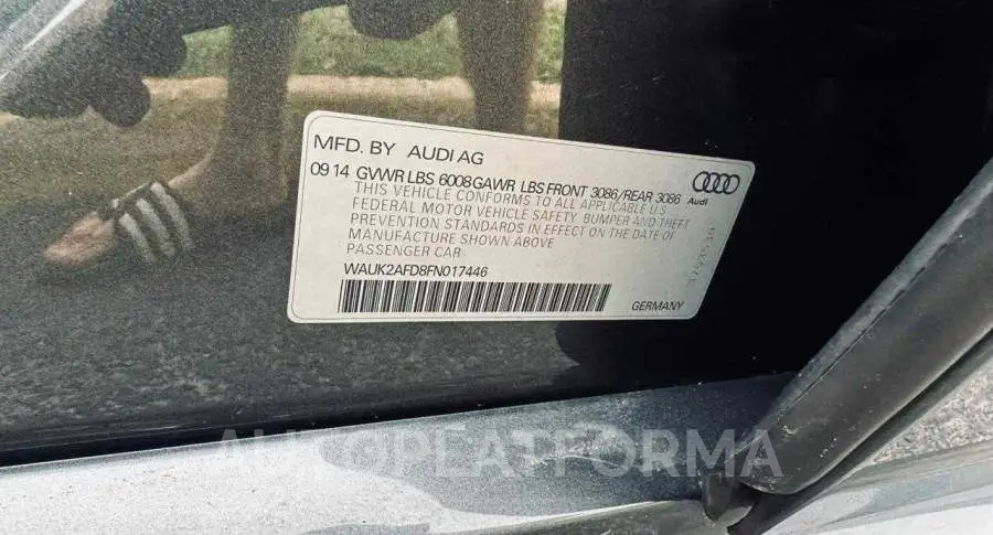 AUDI S8 QUATTRO 2015 vin WAUK2AFD8FN017446 from auto auction Copart