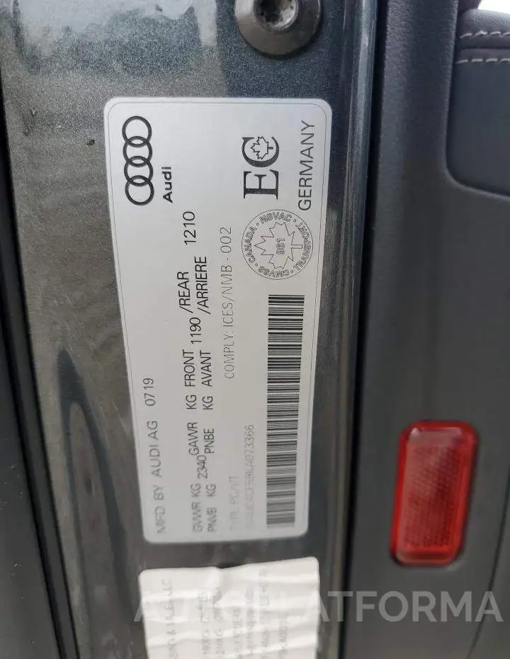 AUDI S5 PRESTIG 2019 vin WAUC4CF59KA073366 from auto auction Copart