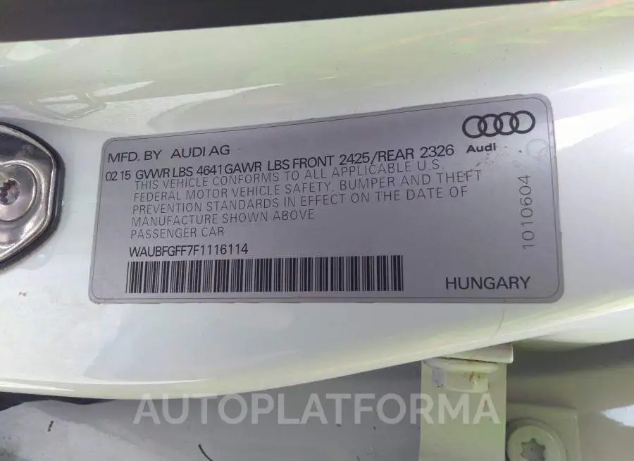 AUDI S3/A3 2015 vin WAUBFGFF7F1116114 from auto auction Iaai