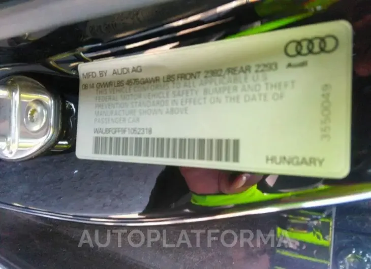 AUDI S3/A3 2015 vin WAUBFGFF9F1052318 from auto auction Iaai