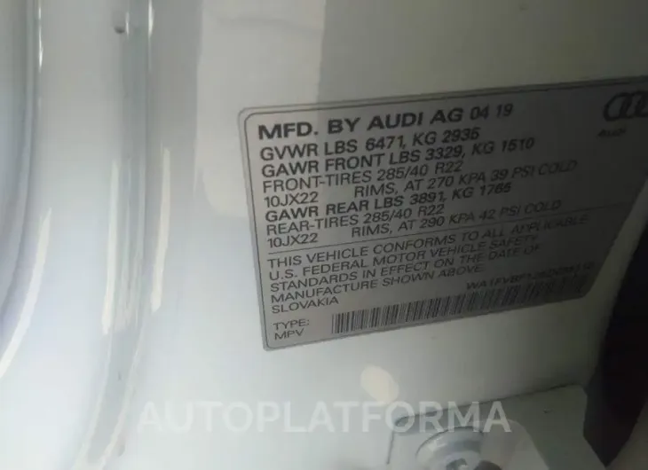 AUDI Q8 2019 vin WA1FVBF12KD035118 from auto auction Iaai