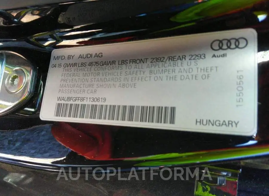 AUDI S3/A3 2015 vin WAUBFGFF8F1130619 from auto auction Iaai