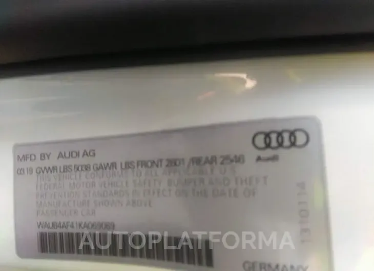 AUDI S4 2019 vin WAUB4AF41KA069089 from auto auction Iaai