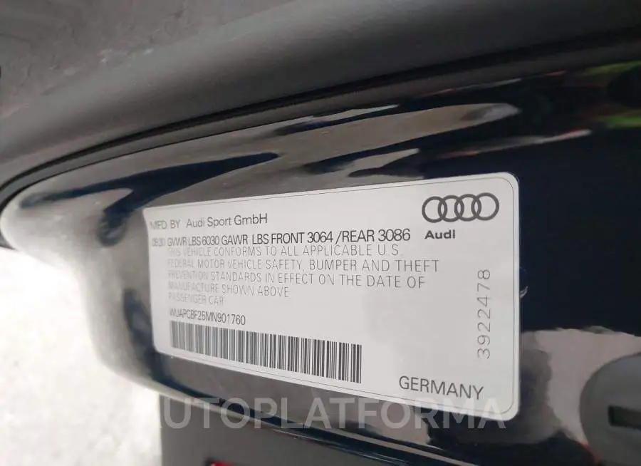 AUDI RS 7 2021 vin WUAPCBF25MN901760 from auto auction Iaai