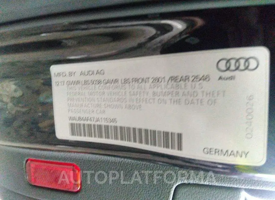 AUDI S4 2018 vin WAUB4AF47JA115345 from auto auction Iaai