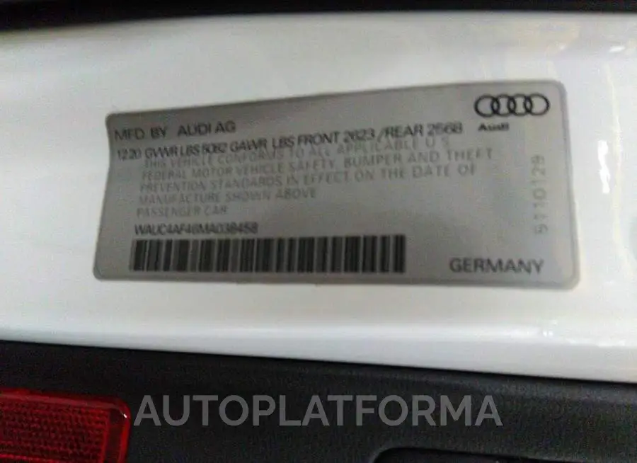 AUDI S4 2021 vin WAUC4AF46MA038458 from auto auction Iaai