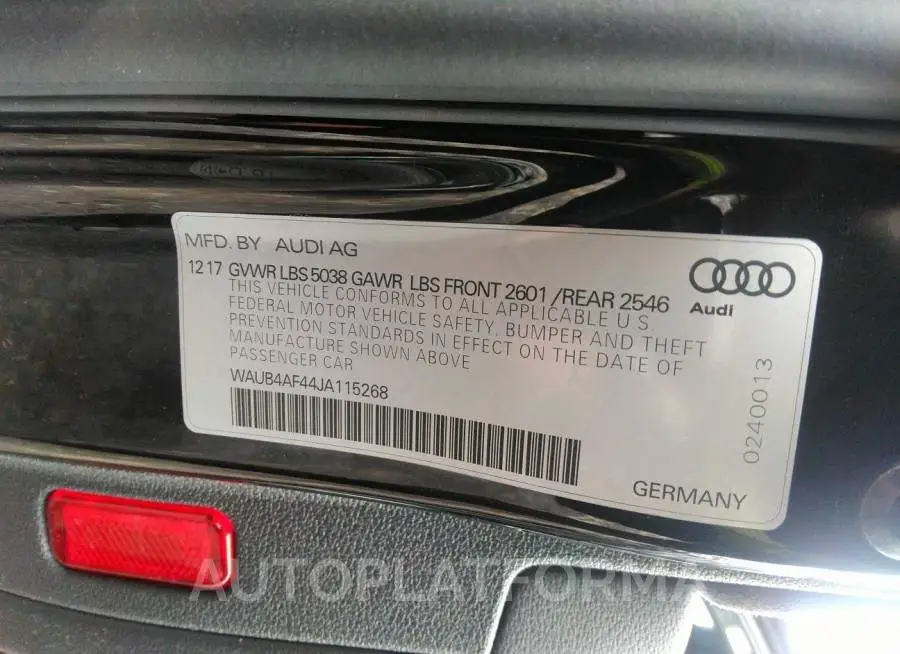 AUDI S4 2018 vin WAUB4AF44JA115268 from auto auction Iaai