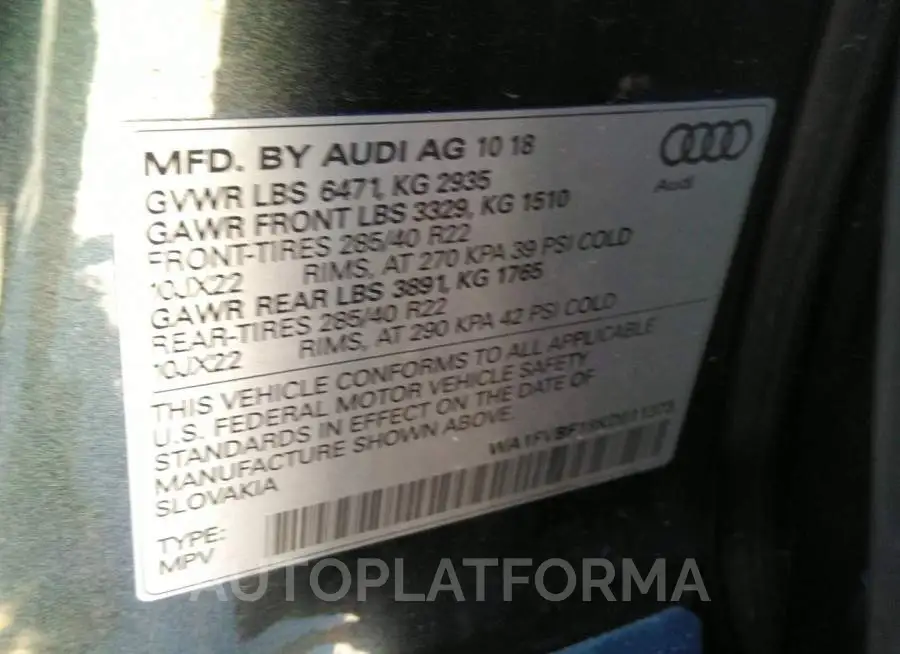 AUDI Q8 2019 vin WA1FVBF18KD011373 from auto auction Iaai