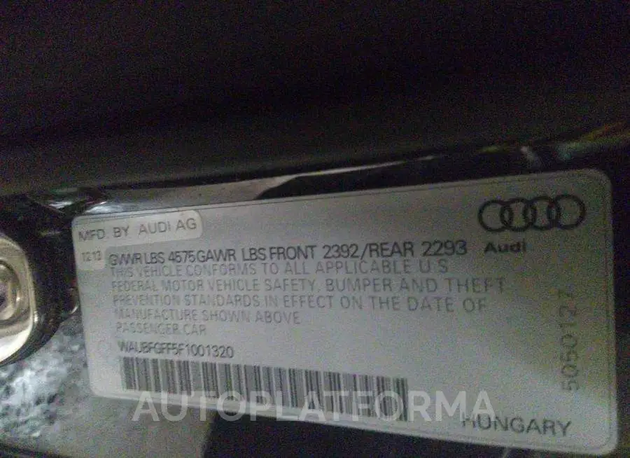 AUDI S3/A3 2015 vin WAUBFGFF5F1001320 from auto auction Iaai