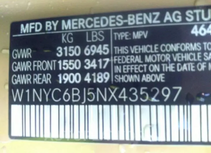 MERCEDES-BENZ G-CLASS 2022 vin W1NYC6BJ5NX435297 from auto auction Iaai