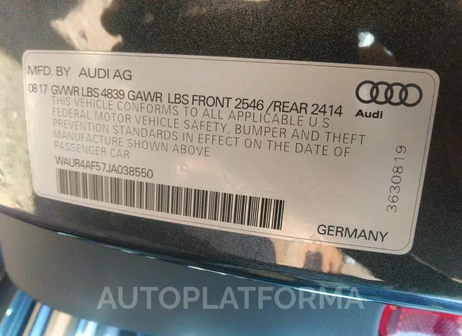 AUDI S5 COUPE 2018 vin WAUR4AF57JA038550 from auto auction Iaai