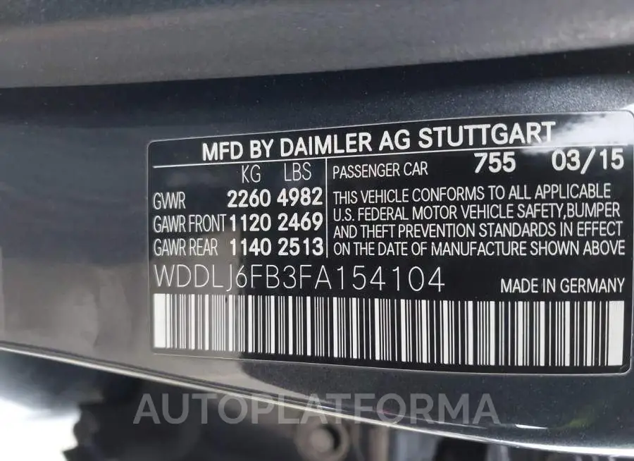 MERCEDES-BENZ CLS-CLASS 2015 vin WDDLJ6FB3FA154104 from auto auction Iaai