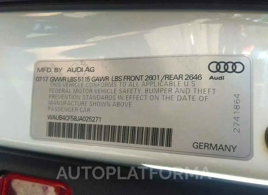 AUDI S5 SPORTBACK 2018 vin WAUB4CF58JA025271 from auto auction Iaai