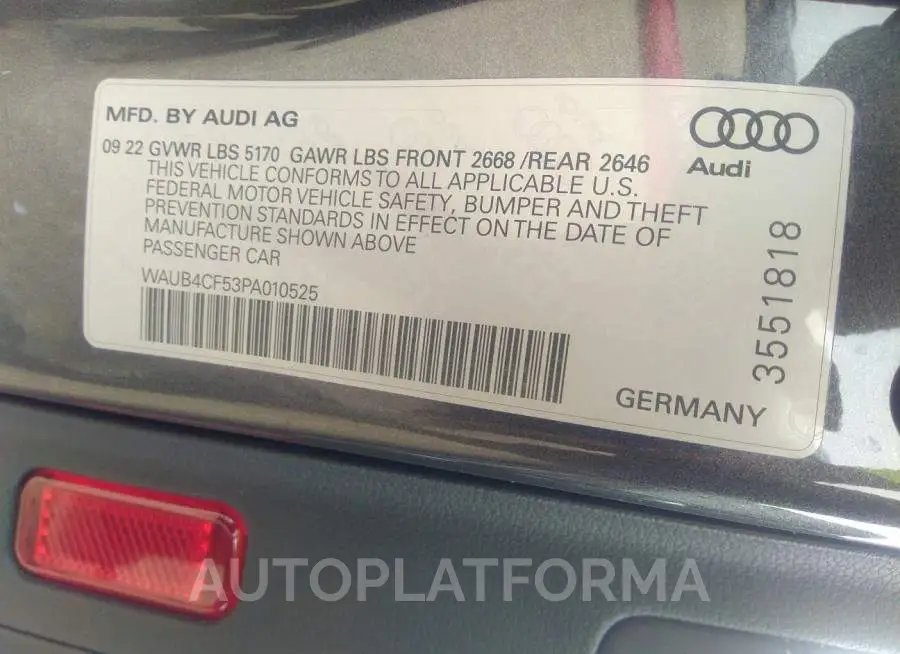 AUDI S5 SPORTBACK 2023 vin WAUB4CF53PA010525 from auto auction Iaai