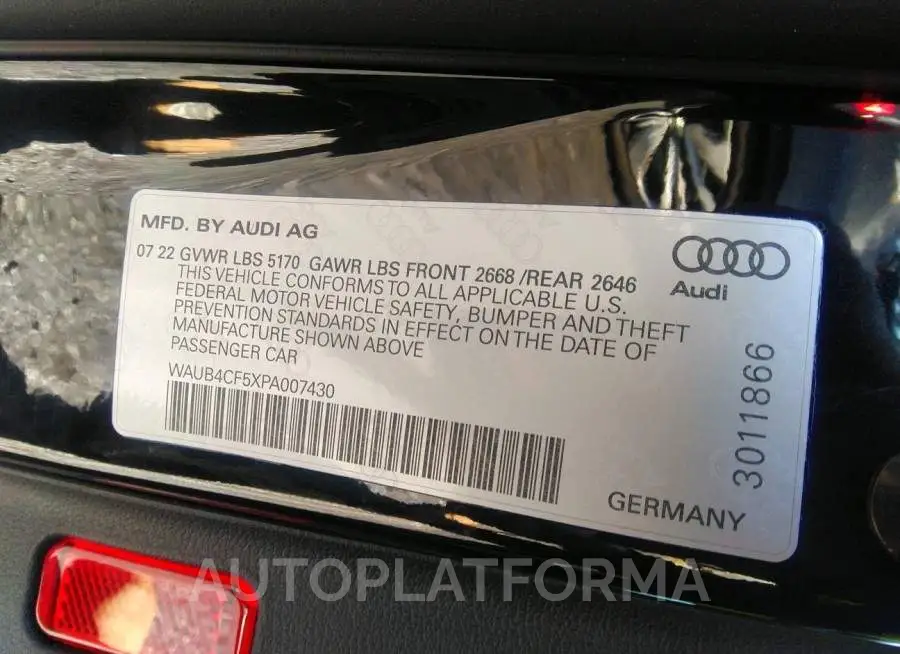 AUDI S5 SPORTBACK 2023 vin WAUB4CF5XPA007430 from auto auction Iaai