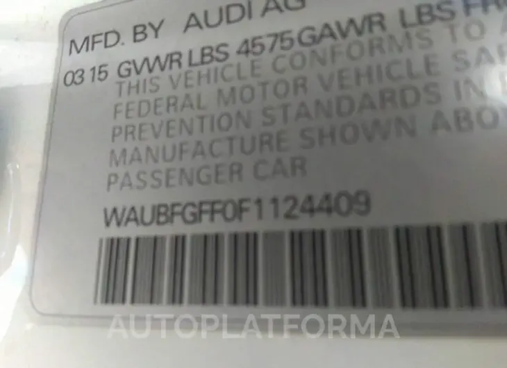 AUDI S3/A3 2015 vin WAUBFGFF0F1124409 from auto auction Iaai